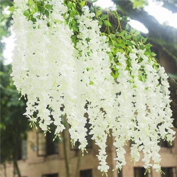 6 Pack /45 inch /3.7ft Wisteria Artificial Fake Flower Bushy Silk Vine Garland - Picture 4 of 7